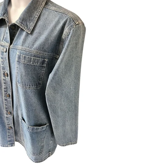 ERICA & COMPANY Women's distressed blue Jeans Jacket Size M/L - Picture 5 of 13